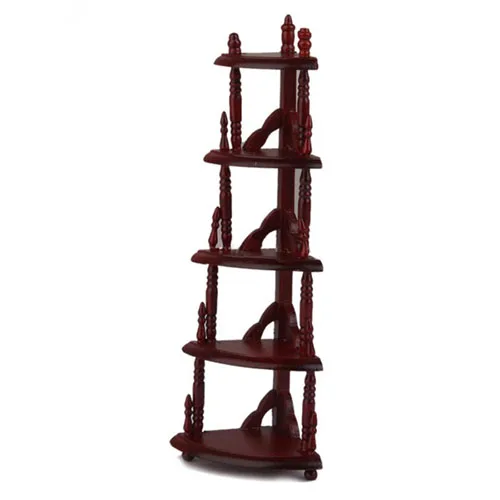 

HOT 1:12 Dollhouse Wooden Corner Shelf Coffee