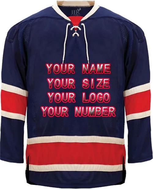 Custom Hockey Jerseys OEM Replica Mens Vintage Jersey Blue