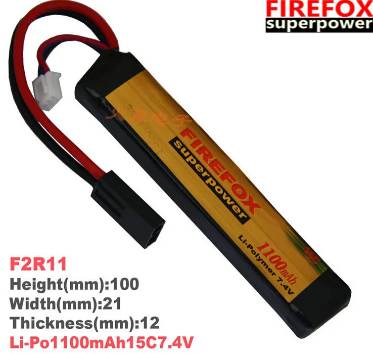 1 шт. 100% Оригинальная батарея FireFox 7 4 в 1100 мАч 15C Li Po AEG Airsoft F2R11 Прямая поставка |