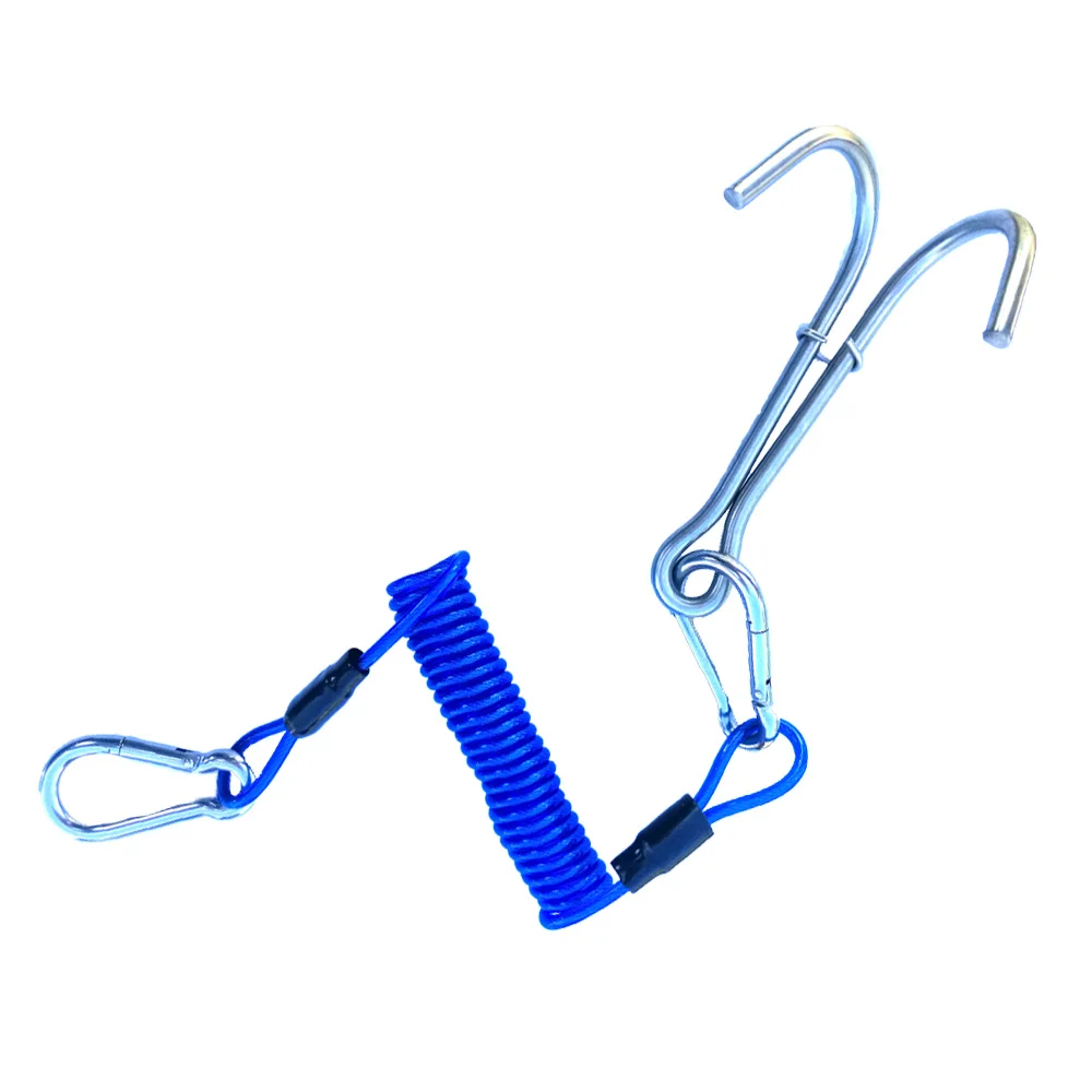 Нержавеющая сталь Дайвинг двойной риф Дрифт крюк 1,8 м спиральная катушка шнур SS ток крюк - Цвет: Синий