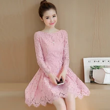 Otoño Invierno nuevo Vintage negro Sexy encaje Mini Vestidos 2020 mujeres coreanas elegante ceñido al cuerpo rosa corto vestido de fiesta amarillo Vestidos