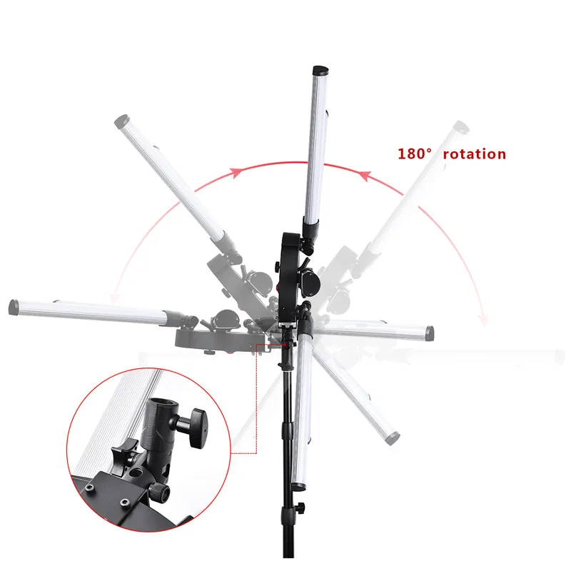 Fosoto TL-1200S фотографический светильник ing 6 Трубок 336 светодиодов 3200-5500K 120 Вт с регулируемой яркостью для камеры Фото телефона видео кольцевой светильник