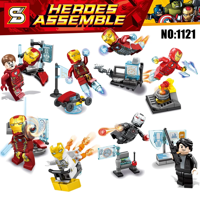 

SY1121 8pcs/lot Iron Man Marvel Super Heroes Infinity War Avengers Building Blocks Children Gift legoing Toys
