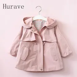 Hurave/модный стиль, новый теплый Тренч для девочек, 2019 осеннее пальто для девочек, детская утепленная одежда, детское пальто, красивая куртка