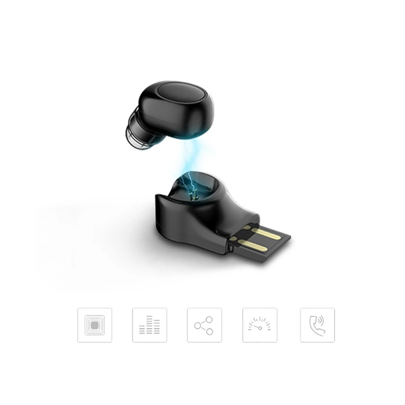 Мини Bluetooth спортивные наушники беспроводные с USB магнитной зарядкой в ухо