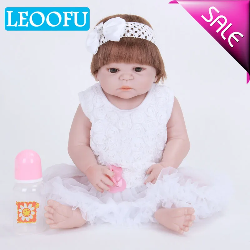 

LEOOFU 55cm 22inch reborn baby doll realistic soft full silicone reborn babies girl adorable bebe kids toy play house toys