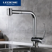 LEDEME, новинка, кухонный кран, выдвижной, кухонный кран, на одно отверстие, с ручкой, смеситель для воды, поворотный, на 360 градусов, кухонный кран, L6055