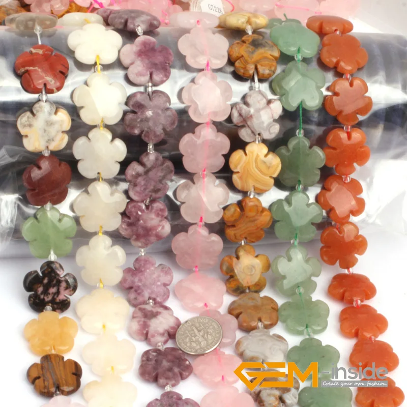 20mm Flower Stone Beads Selectable Quartzs Jad Fluorite Sodalite Tourmaline Crazy agat Aventurine Strand 15 Inches