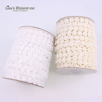 

6mm 50 Meters/Roll Half Snowflower Flat Back Plastic Pearl Trim Flatback Pearl Bead Chain DIY Garment Accessories VX11