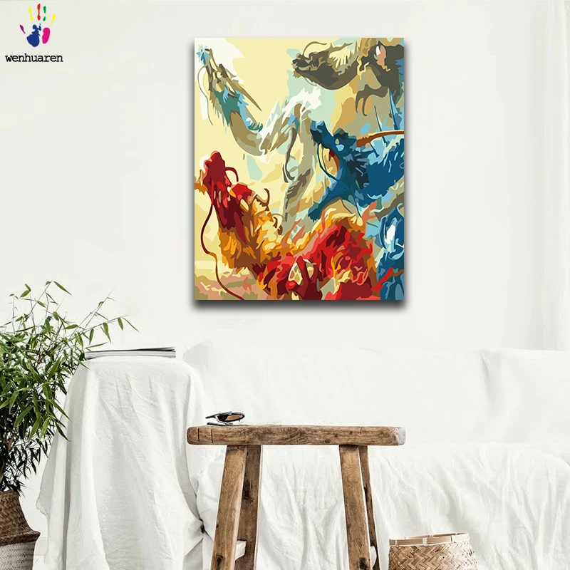 DIY Раскраска по номерам Дракон Внутри аниме картины с комплектом 40x50