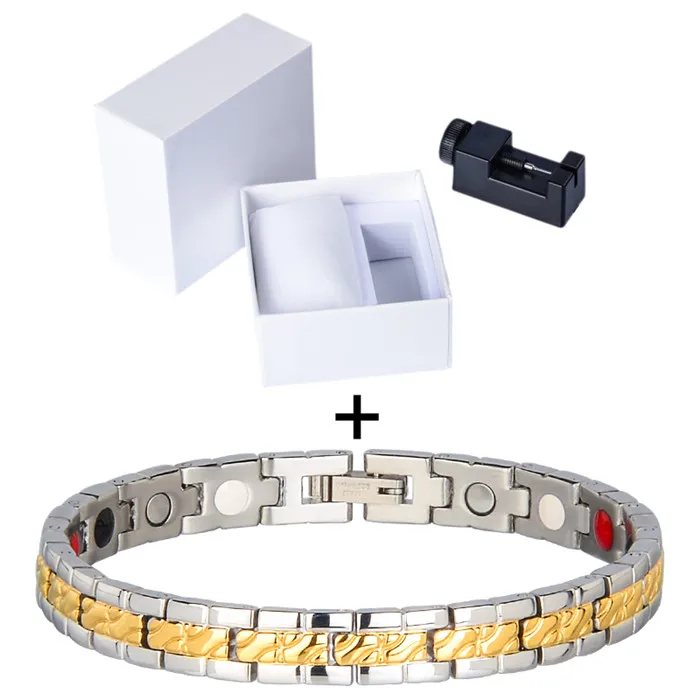 Маленькая лягушка 316L браслеты из нержавеющей стали с здоровьем мужские золотые серебряные ювелирные изделия магнитные кольцеобразные браслеты - Окраска металла: Women 10251 Set C1