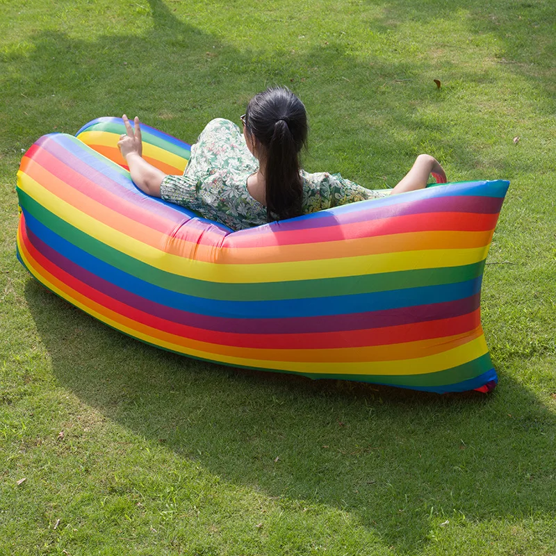 

Outdoor Rainbow Air Beanbag Singleplayer Balcony Siesta Inflatable Sofa Bed Lounged Air-filled Chair Easy to Folding/Storage