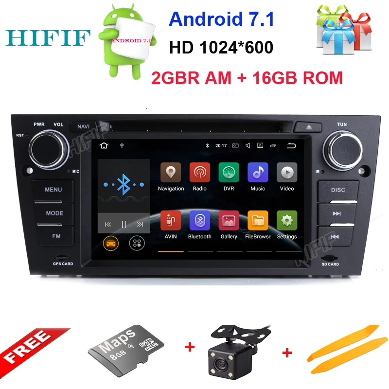 Cheap HIFIF Quad Core Android 7.12 car audio FOR BMW 3 Series E90 E91 E92 E93 car dvd player head device car multimedia car stereo GPS 0