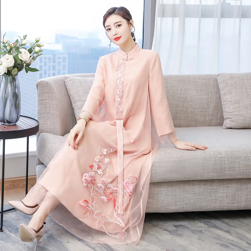 2019 verano vestido chino chica vestido de dama de honor vestidos de fiesta boda mejorado las mujeres qipao cheongsam elegante baile de graduación vestidos - 3