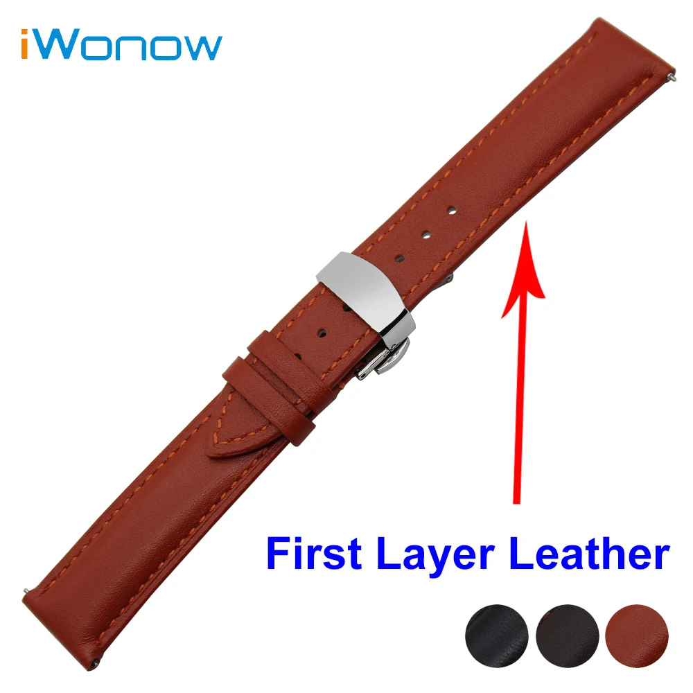 

Cowhide Genuine Leather Watch Band 18mm for Withings Activite / Steel / Pop Stainless Clasp Strap Quick Release Wrist Bracelet