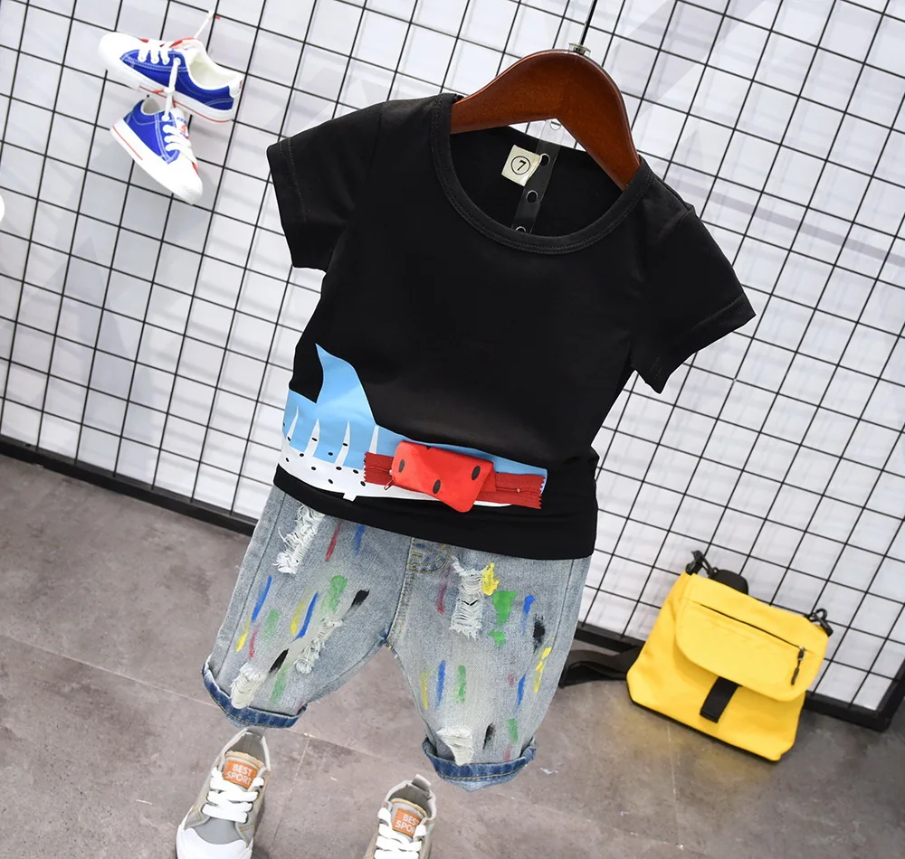 

Kids clothes Summer Baby Boy Clothes letter toddler Boys clothing Sets 2019 New Children Cotton Suit T shirt +shorts boys sets