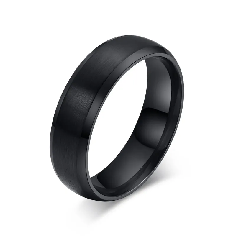 

Mens Rings 6MM Wedding Band Stainless Steel Ring Men Jewelry Engagement Figure Comfort Fit Beveled Edges Black Blue Gold Color