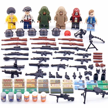 

2020 HOT PUBG Figures Sets Building Blocks Modern Army Soldier Many Weapon Guns Airdrop Box Compatible Military Police