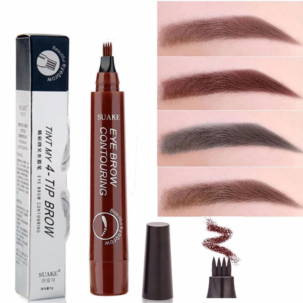 4 Colors Brand Makeup Fine Sketch Eyebrow Pen Waterproof Tattoo Super Durable Eye Brow Pencil