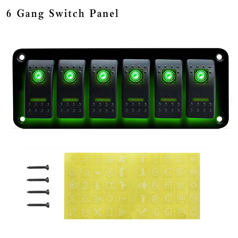 

4/6 Gang Switch Panel Circuit Breaker Overload Protection for Boat Car Control Switch Panel DC12V/24V