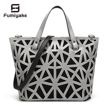 

2019 Spring Luxury Handbags women Bags Designer BlingBling Geometric Hollow Out Shoulder Bag Laser Plain Folding Tote Hologram