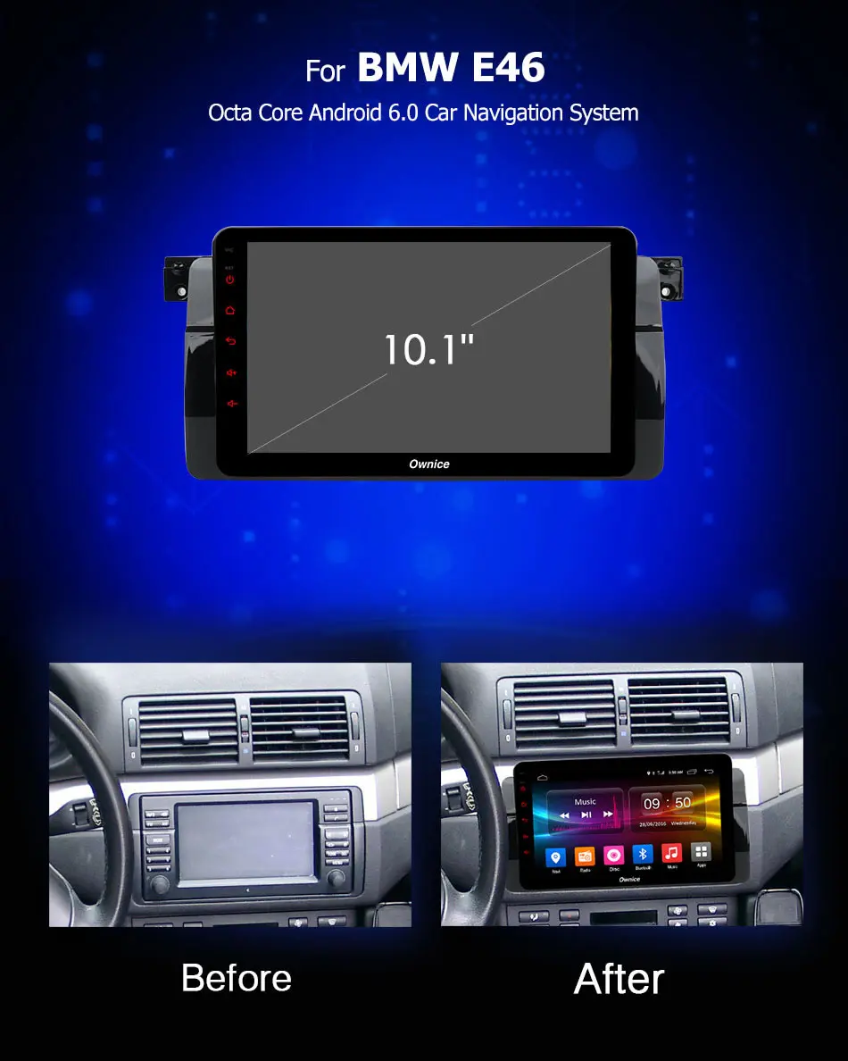Cheap Ownice DSP Octa Core Android 9.0 car dvd  gps navigation canbus radio RDS OBD 2g+32g 1024x600 obd 4G LTE carplay for BMW E46 M3 7
