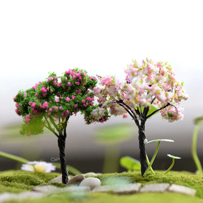 

14 Styles Mini Tree Fairy Garden Decorations Miniatures Micro Landscape Resin Craft Bonsai Figurine Garden Terrarium Accessories