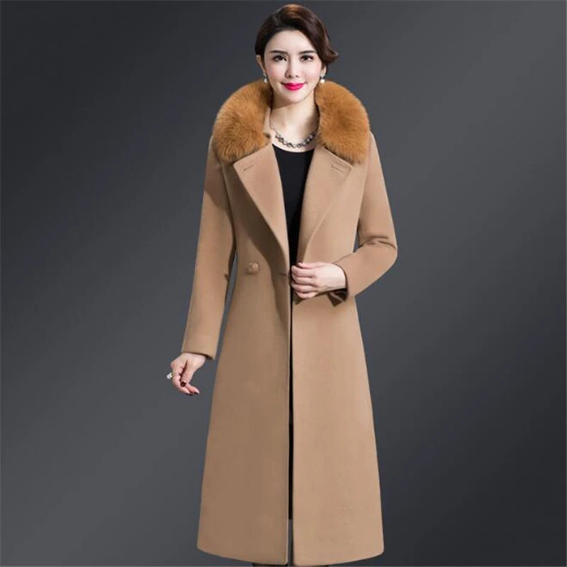 De Longitud Nuevo Equipado Invierno Abrigo Gran Manga Mujeres Media Color Tamaño Larga Lana Las Para pictur Cuerpo Delgada 2018 Black gx1qp5wn