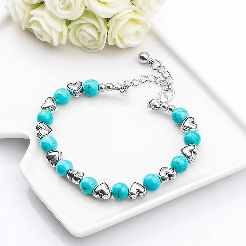 

H:HYDE Fashion Bohemia stylish shiny noble heart Natural Stone Beads charming Bracelet Handmade Accessories Fashion Jewelry DY
