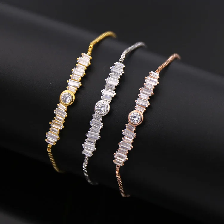 

Fashion Jewelry Adjustable Crystal Charm Bracelets For Women Silver Plated Cubic Zirconia Wedding Femme Bracelets Bangles Men