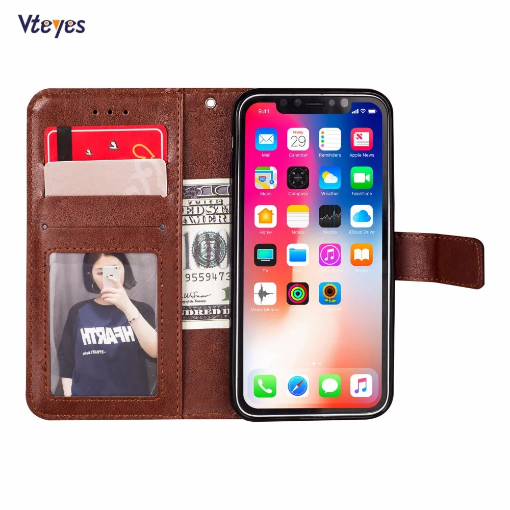 Роскошный крутой Чехол бумажник из искусственной кожи для телефона iPhone 5 6 S 7 8 Plus X