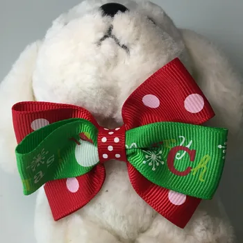 

120pc/lot Christmas Dog green red ribbon Bow Ties Cute Neckties Collar Pet Puppy Dog Cat Ties Accessories Grooming Supplies CP04