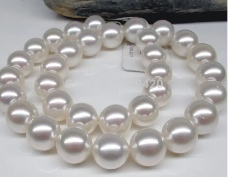 

~~ >>CLASSIC 11-12MM AAA SOUTH SEA WHITE PEARL NECKLACE 18INCH 14KGP