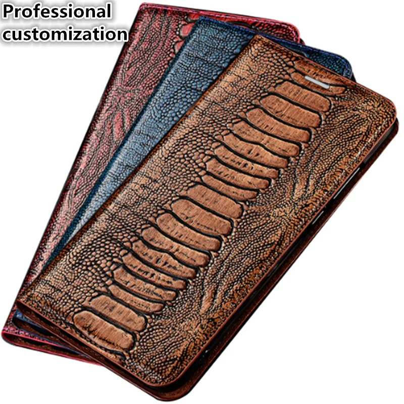 

YM05 Ostrich Foot Pattern Genuine Leather Magnet Phone Bag For Sony Xperia XA2(5.2') Case For Sony Xperia XA2 Flip Case