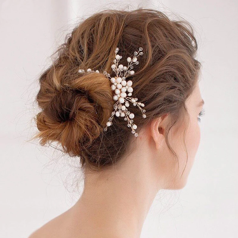 Luxury Handmade Gold Pearl Hair Accessories 100 Handmade Wedding Hair