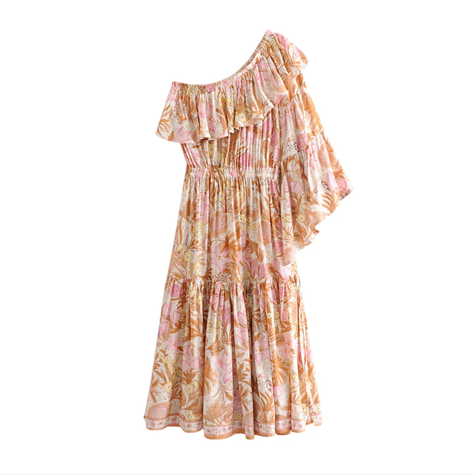 jungle one shoulder dress