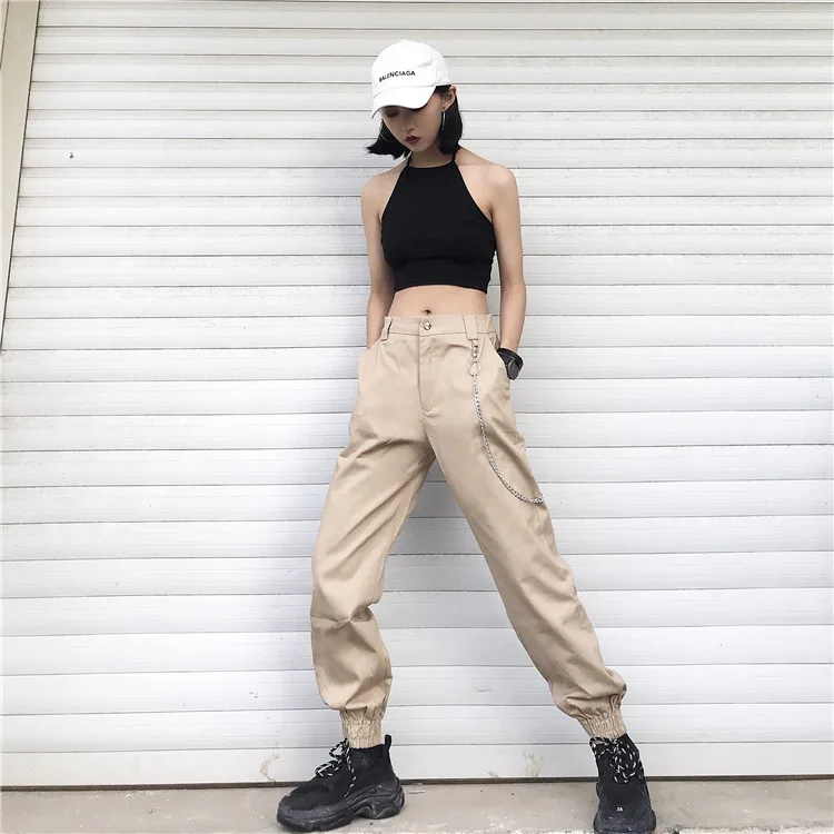high waist cargo pants with belts