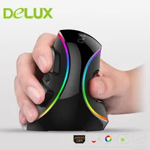 Delux M618 PLUS Ergonomics Vertical Gaming Wired Mouse 6 Buttons 4000 DPI Optical RGB Wireless Right Hand Mice For PC Laptop