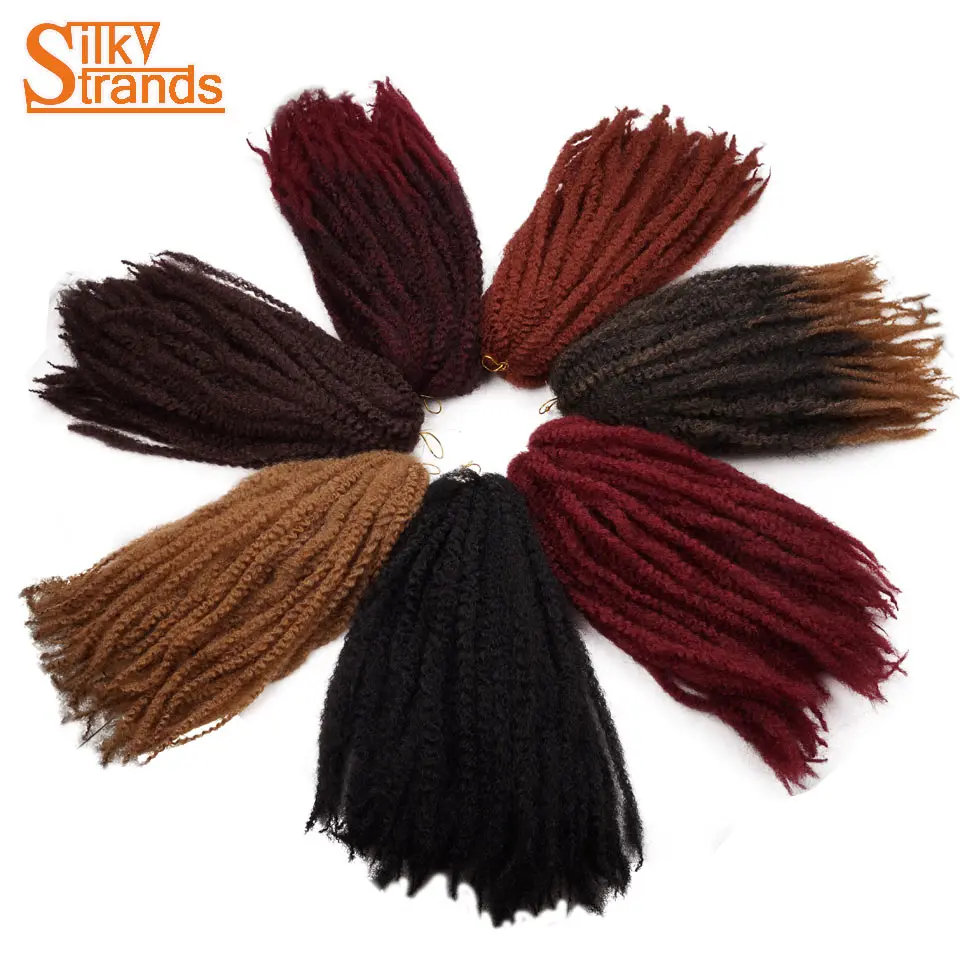 

Silky Strands Afro Kinky Marley Braid Extensions 18inch 100g/pcs Ombre Synthetic Braiding Hair Low Temperature Fiber
