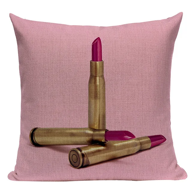 Креативная модная наволочка для подушки розовый поцелуй Подушка с цветами пистолет пончик хлопок льняной Декор домашний диван для автомобиля на заказ Чехол для подушки