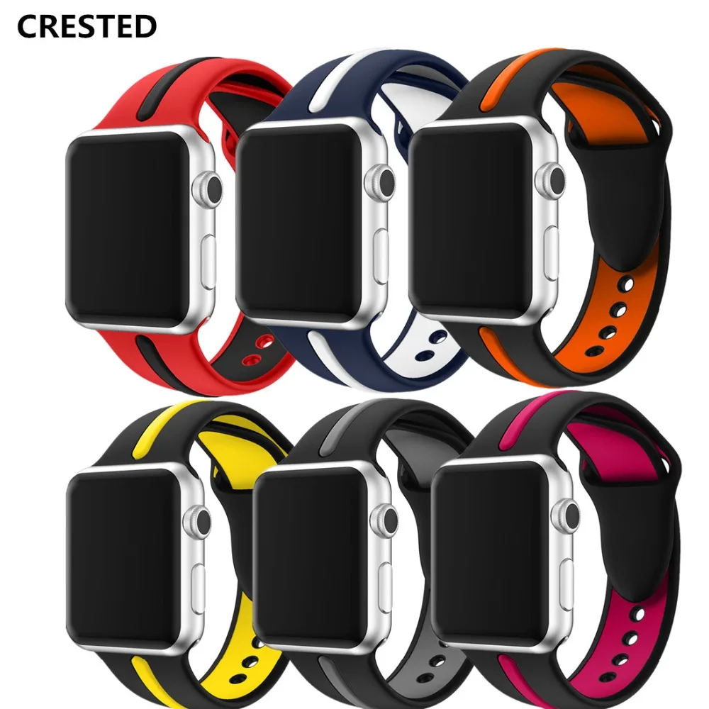 

Sport silicone strap For apple watch band 44mm 40mm iwatch series 4 3 2 1 42mm/38mm Double color wrist belt bracelet correa