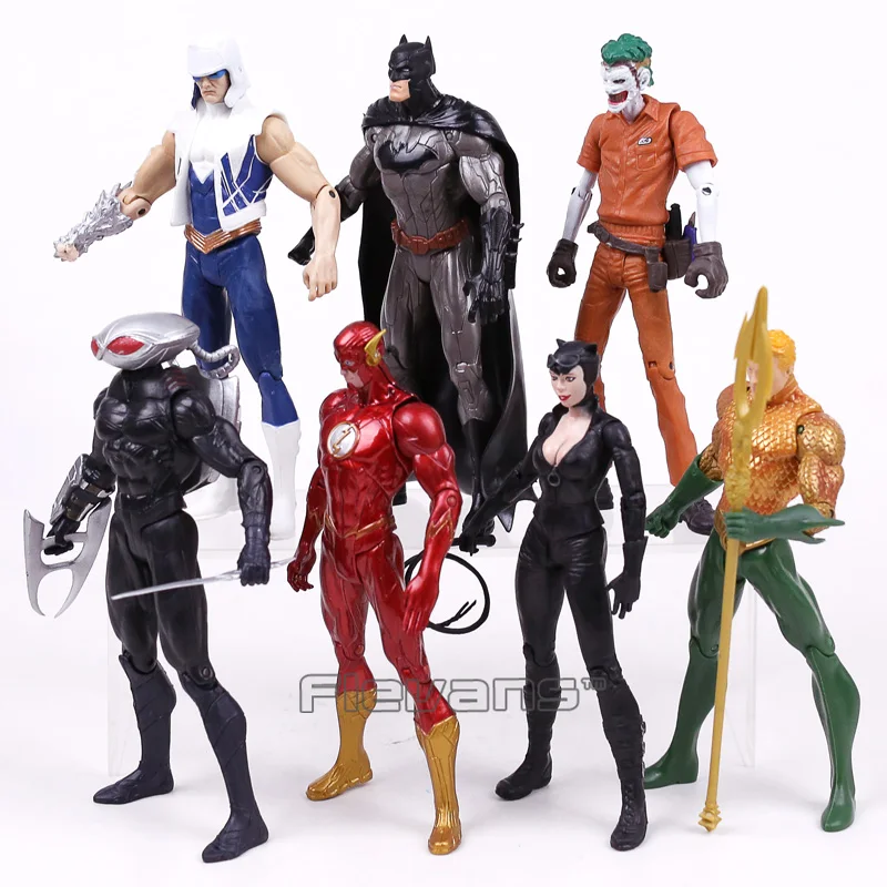 DC COMICS Action Figures 7pcs/set Batman Joker The Flash Catwoman Aquaman Captain Cold Black Manta