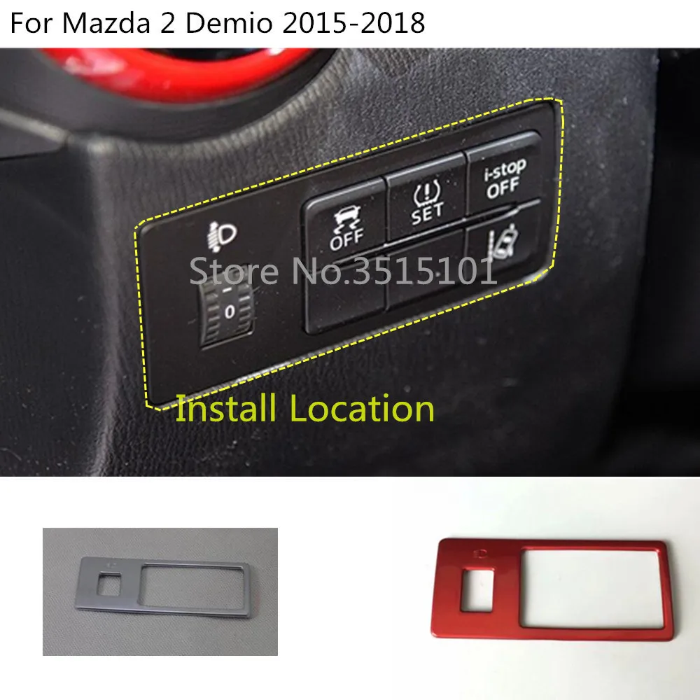 

car detector stick styling front head fog light switch button trim frame lamp panel For Mazda 2 Demio 2015 2016 2017 2018