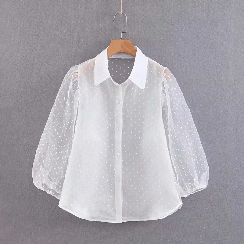 

Popular new XL45-2121 European and American fashion bubble sleeve shirt