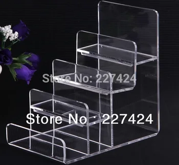 

De Bijoux 2pcs Clear Crystal Organic Glass Wallet Purse 4 Layer Display Holder Stand 5.9x3.9" #95074