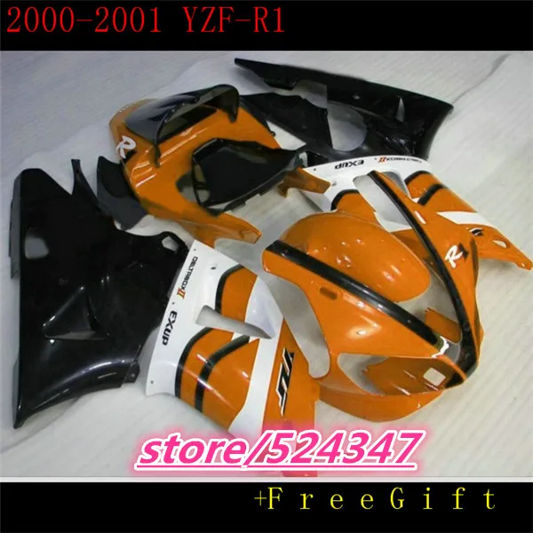 

New orange black custom fairing for fairings YZF R1 00 01 YZFR1 2000 2001 yzf 1000 bodyworks