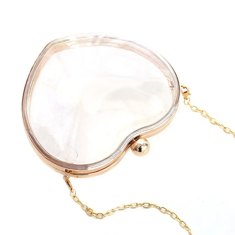 

Women Girls Fashion Heart Shape Clutch Evening Handbag Purse Transparent Acrylic Crossbody Shoulder Bag