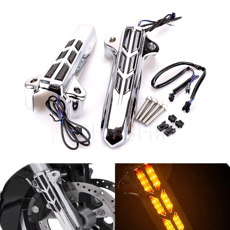 Motorcycle Lower Fork Leg Covers Slider LED Decorative Light For Harley
