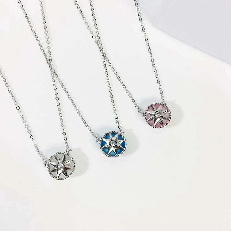 

Ruifan Compass Shape Opal Pendant Necklace White/Rose Gold 925 Sterling Silver Necklace Fashion Woman Pendants Chains YNC087