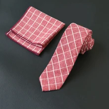 Повседневный хлопковый клетчатый галстук с рисунком носовой платок, набор для мужской рубашки, деловые свадебные галстуки на шею, узкий галстук Gravatas